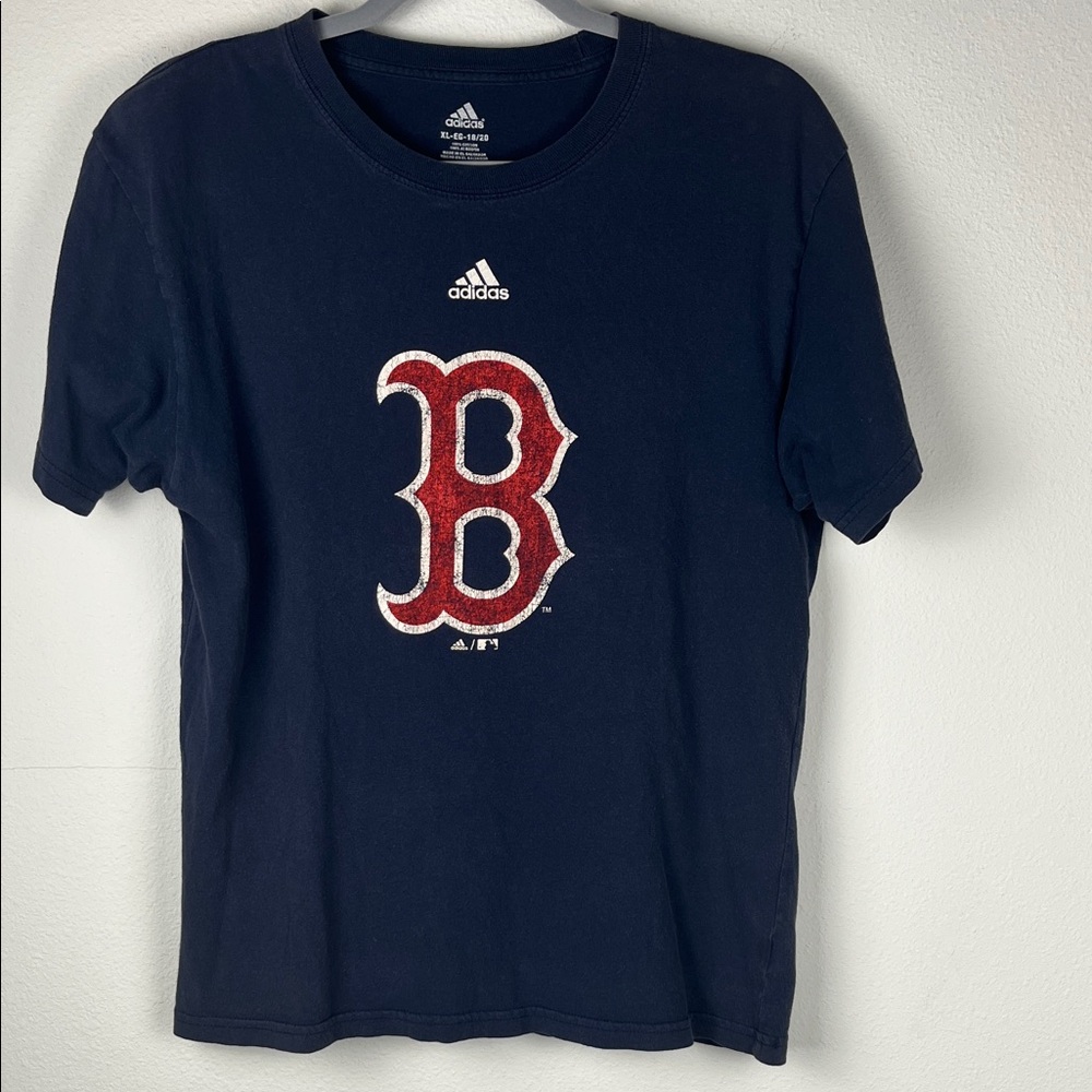 adidas Boston Red Socks Kids Navy and Red Short Sleeve Tee